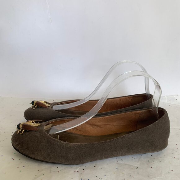 Pilcro and the Letterpress Brown Suede Beetle Bee Insect Ballet Flats - Size 9 - Picture 7 of 12